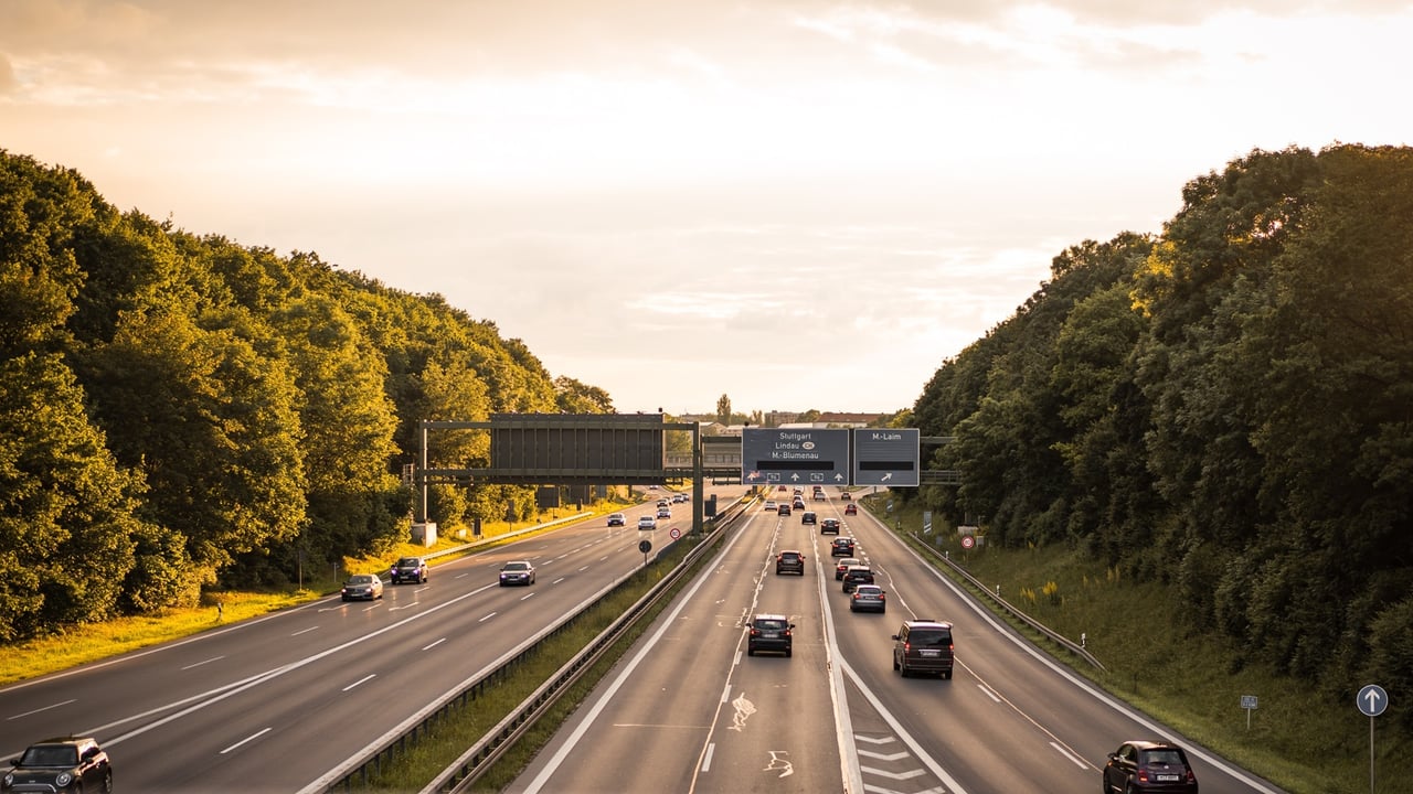 European highway rest area landscape